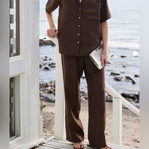 EUC AYR Tourist Pant 100% Linen Size S Brown